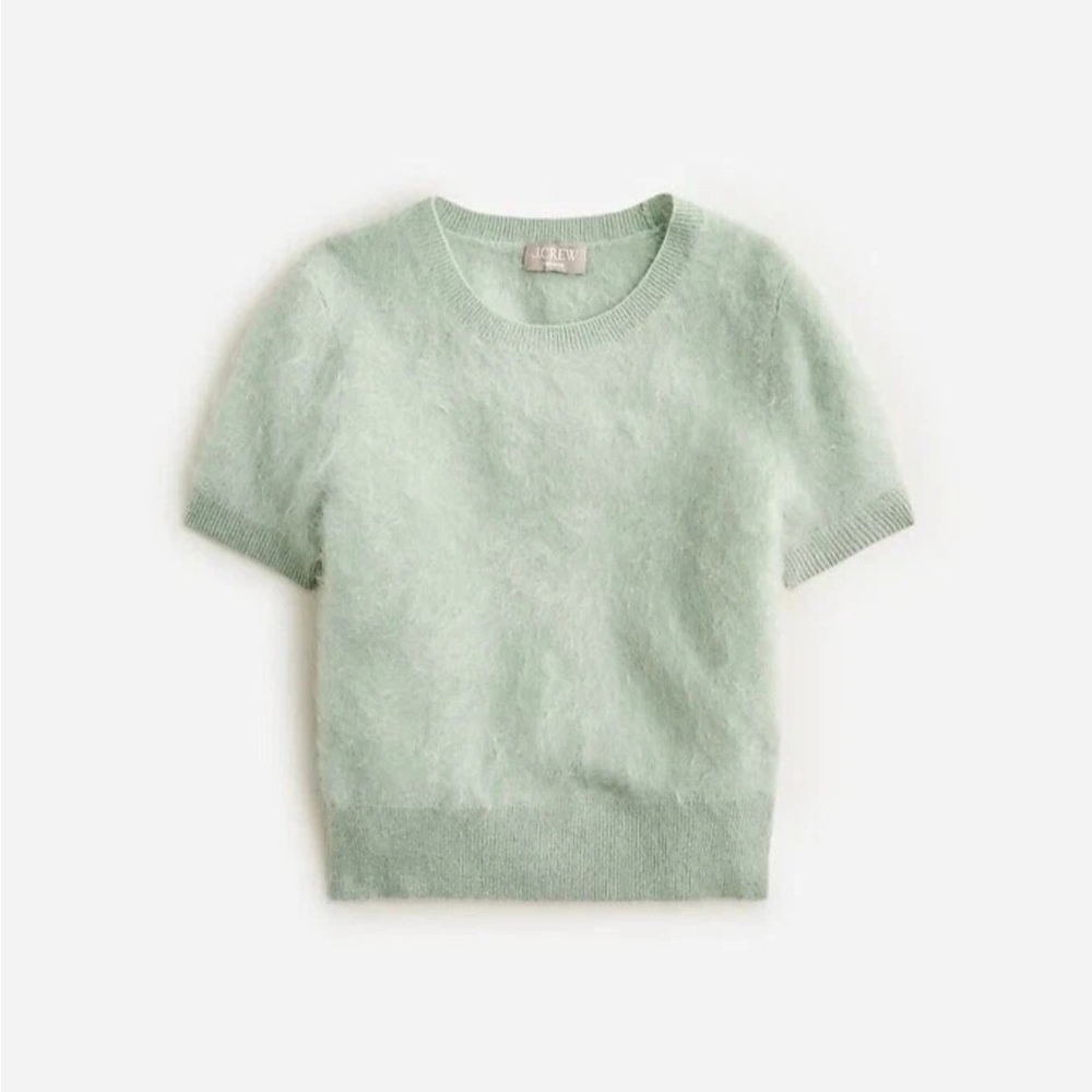 J. Crew Mint Green Short-Sleeve cashmere  Sweater